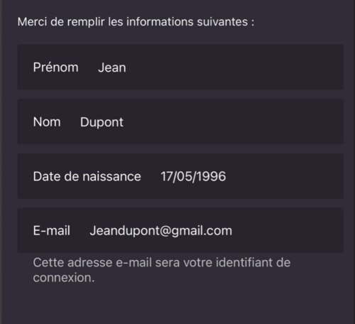 Formulaire d'inscription