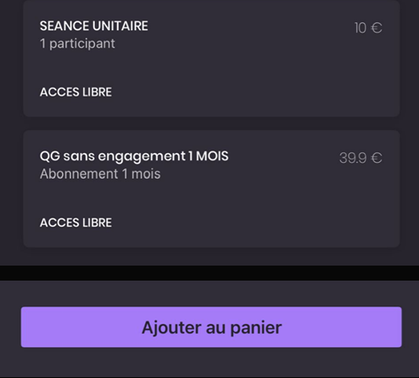 QR code d'accès